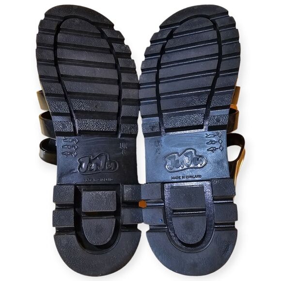 Juju Northampton 1986 Black Rubber Gladiator Jelly Slingback Sandals - Picture 9 of 11